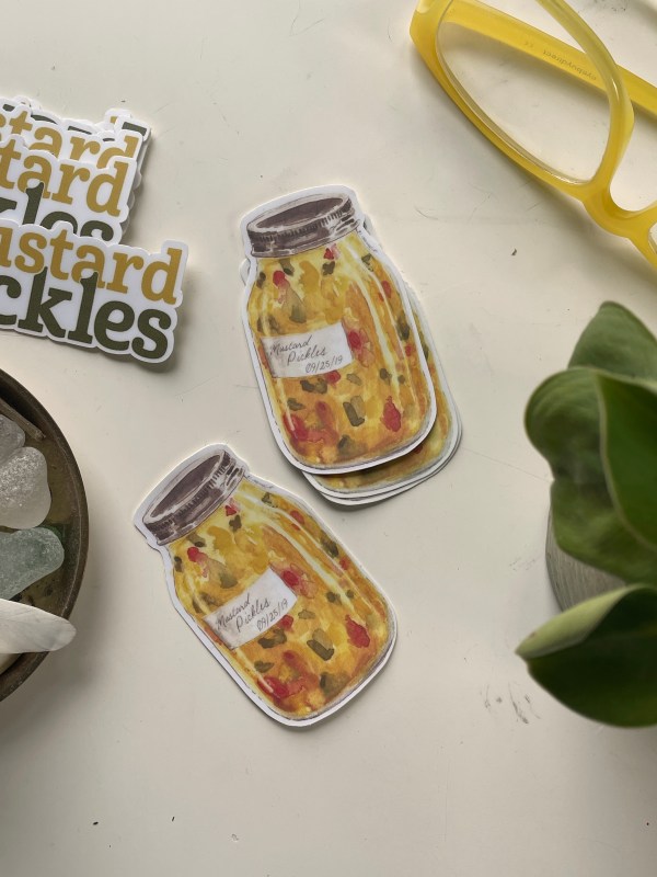 Mustard Pickle Jar - vinyl sticker