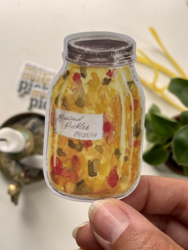 Mustard Pickle Jar - vinyl sticker