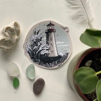 Lighthouse and Waves - vinyl sticker - Image 2