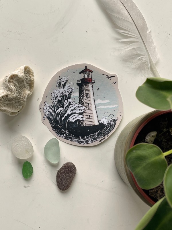 Lighthouse and Waves - vinyl sticker