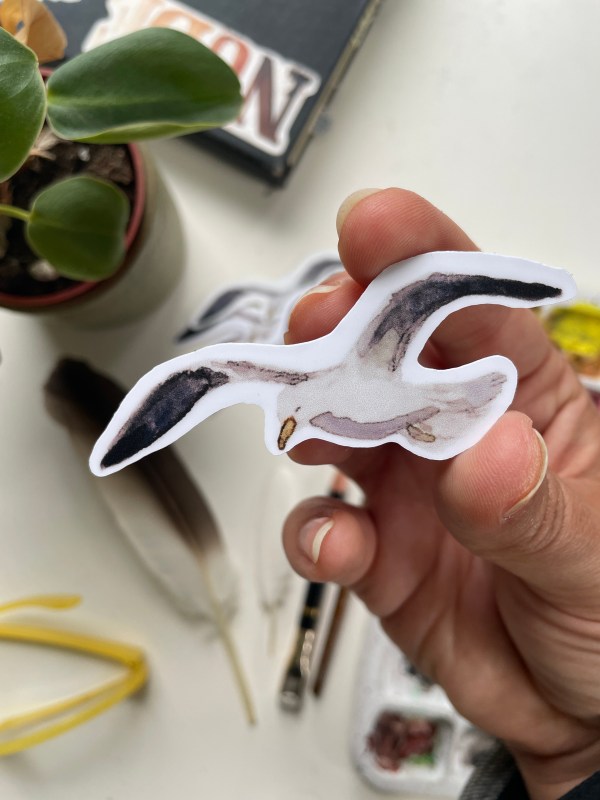 Watercolour Seagull - vinyl sticker