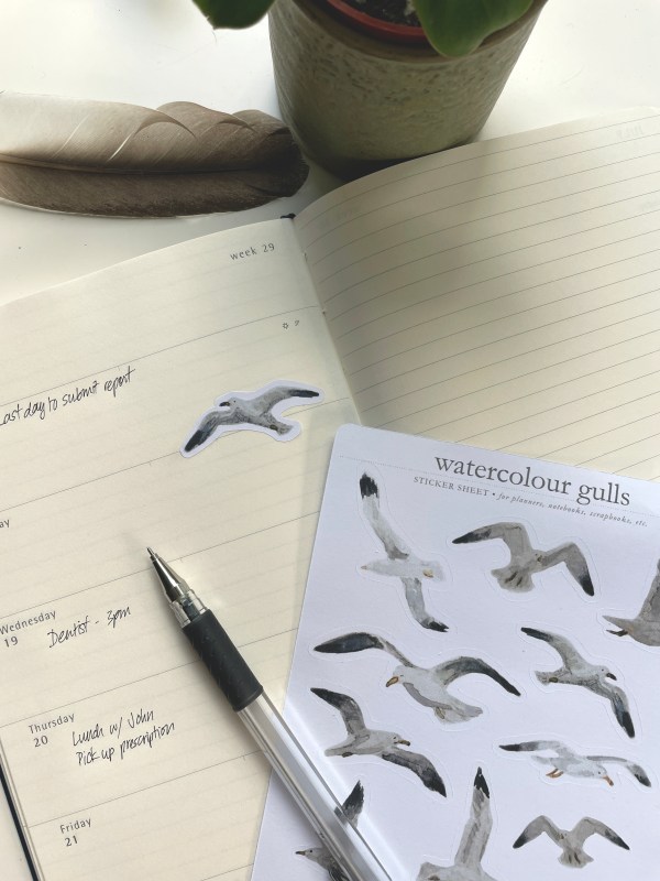 Watercolour Gulls - Sticker Sheet (planner stickers)