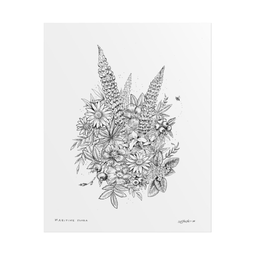 Maritime Flora Pen & Ink Art Print
