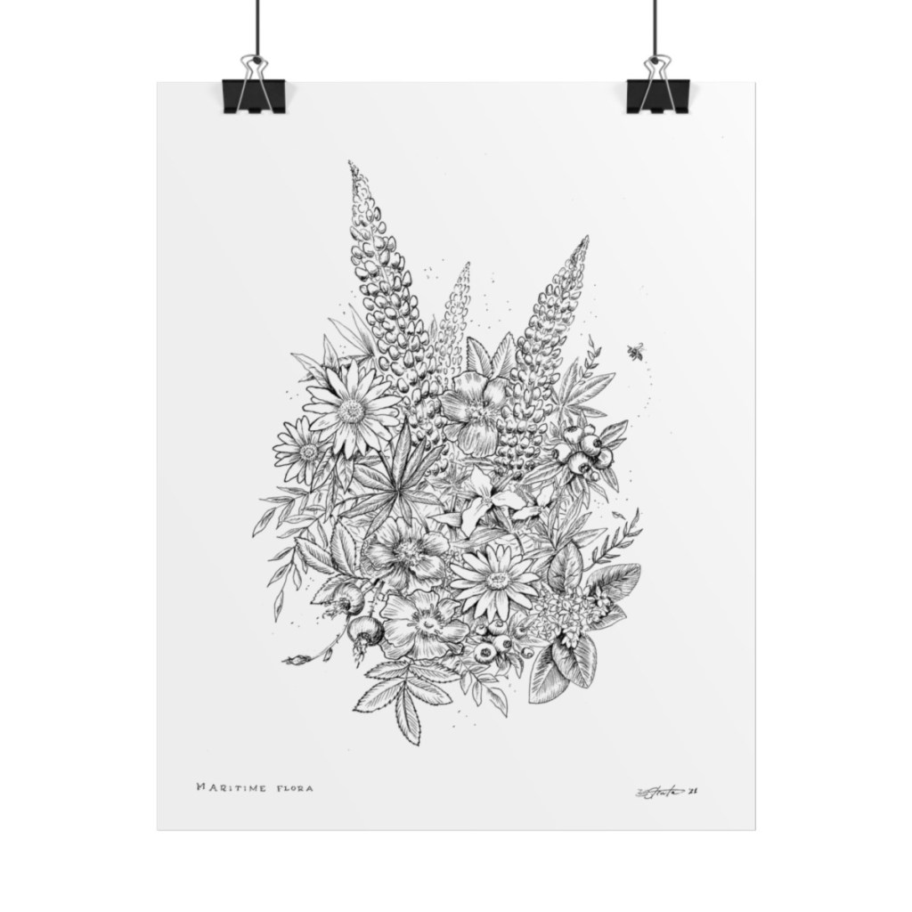 Maritime Flora Pen & Ink Art Print