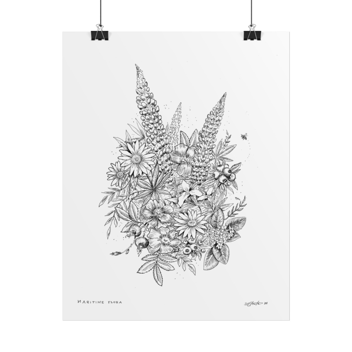 Maritime Flora Pen & Ink Art Print - Image 17