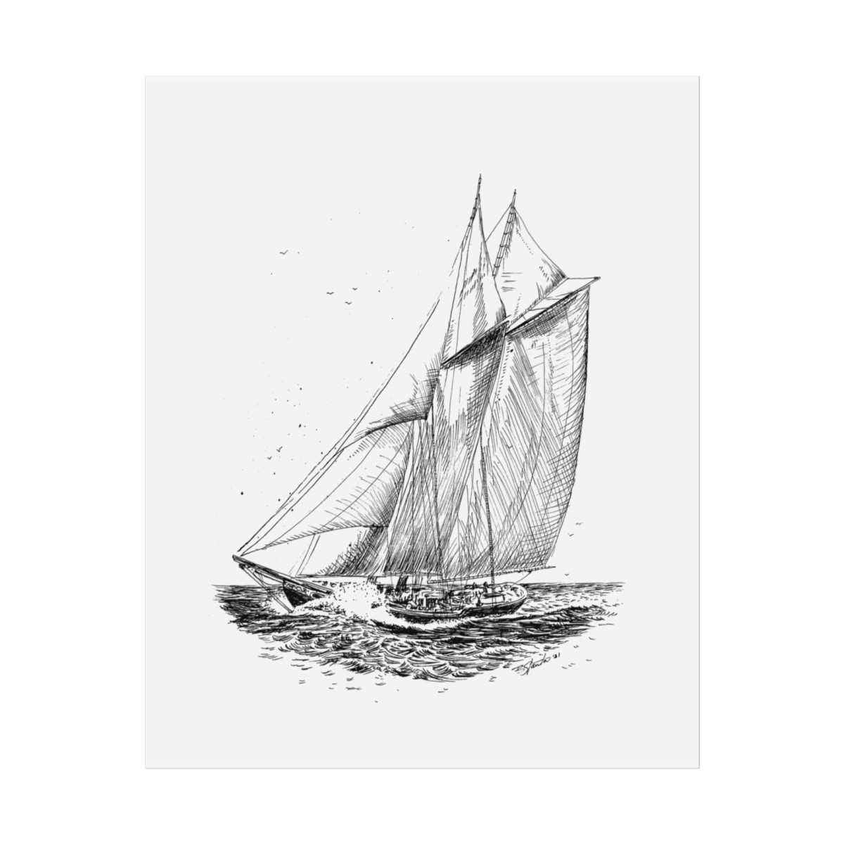 Set Sail Pen and Ink Art Print - Image 6